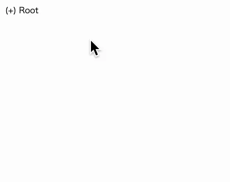 TreeViewのデモアニメーション。上記のHTMLで実装されたTreeView UIが表示されている